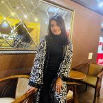 Floral Patterned Long Koti – Black & Ivory (Free Size)