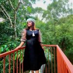 Black Midi Dress with Sheer Puff Sleeves